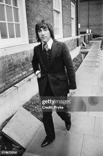 British drummer Keith Moon of rock band The Who leaving Hatfield Magistrates' Court after hearing about accident that resulted in the death of...