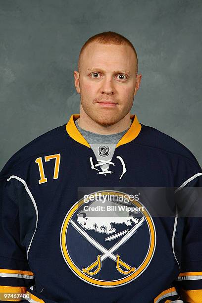 Raffi Torres of the Buffalo Sabres poses for his traded player NHL headshot on March 5, 2010 at HSBC Arena in Buffalo, New York.