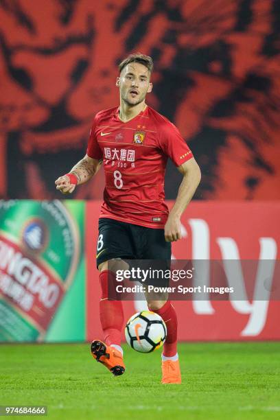 Guangzhou Midfielder Nemanja Gudelj controls the ball during the AFC Champions League 2018 Group G round 3 match between Guangzhou Evergrande and...