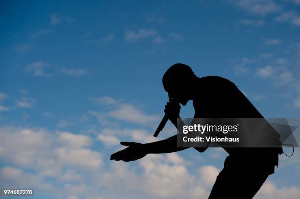 Bugzy Malone performs on the Valley stage on day one of the Parklife Festival at Heaton Park on June 9, 2018 in Manchester, England.