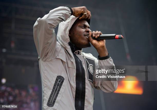 Sneakbo performs on the Valley stage on day one of the Parklife Festival at Heaton Park on June 9, 2018 in Manchester, England.