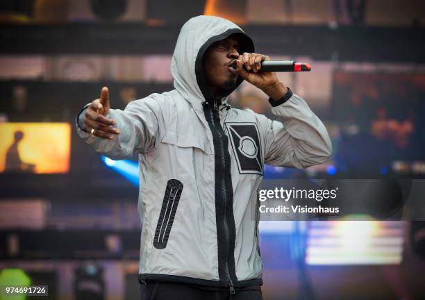 Sneakbo performs on the Valley stage on day one of the Parklife Festival at Heaton Park on June 9, 2018 in Manchester, England.