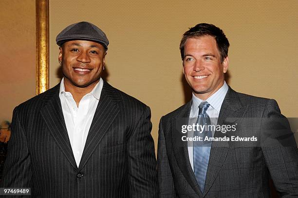 Actors LL Cool J and Michael Weatherly arrive at the 47th Annual ICG Publicists Awards at the Hyatt Regency Century Plaza on March 5, 2010 in Century...