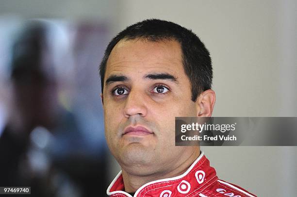 Drive4COPD 300: Closeup of Juan Pablo Montoya before race at Daytona International Speedway. Nationwide Series. Daytona, FL 2/13/2010 CREDIT: Fred...