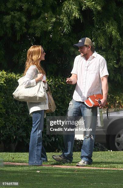 Actors Poppy Montgomery and Mark Blucas sightings in Los Angeles on March 5, 2010 in Los Angeles, California.