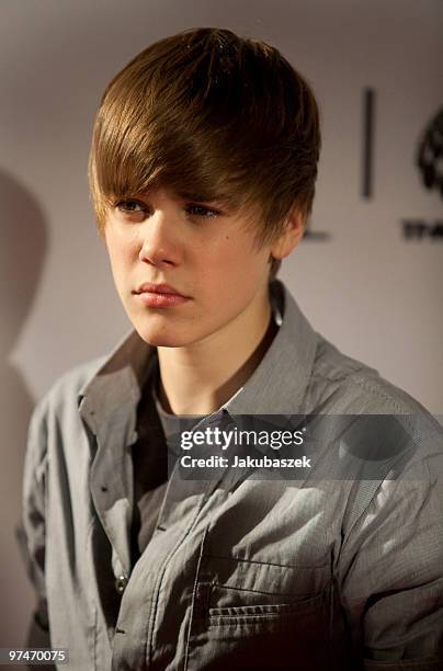 Canadian singer Justin Bieber attends the music show The Dome 53 at the Velodrom on March 5, 2010 in Berlin, Germany. The Dome 53 will be broadcast...