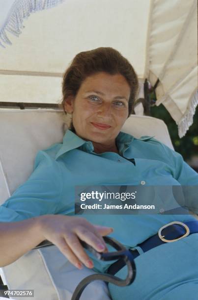 French Health Minister Simone Veil during summer vacation. Veil served as Health Minister in Jacques Chirac's government from May 28, 1974 to August...