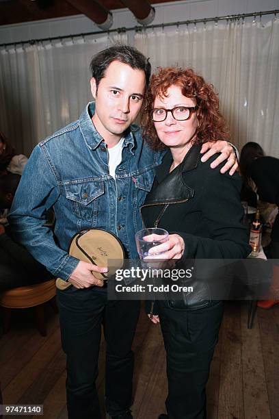 Franck Raharinosy and Susan Sarandon attend the Pre-Oscar Ping Pong party hosted by Susan Sarandon and Spin New York at Mondrian Hotel on March 4,...