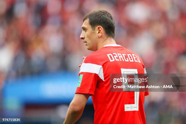 Alan Dzagoev of Russia looks on during the 2018 FIFA World Cup Russia group A match between Russia and Saudi Arabia at Luzhniki Stadium on June 14,...