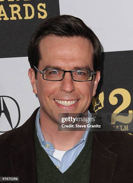 Actor Ed Helms arrives at the 25th Film Independent Spirit Awards held at Nokia Theatre L.A. Live on March 5, 2010 in Los Angeles, California.