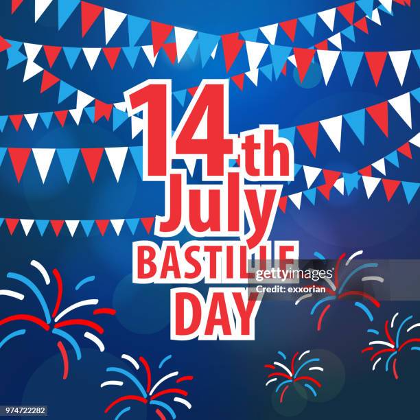 bastille day 14th july - french flag background stock illustrations
