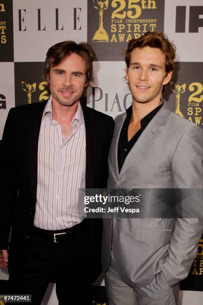 Actors Sam Trammell and Ryan Kwanten arrives at the 25th Film Independent Spirit Awards held at Nokia Theatre L.A. Live on March 5, 2010 in Los...