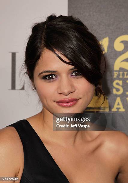 Actress Melonie Diaz arrives at the 25th Film Independent Spirit Awards held at Nokia Theatre L.A. Live on March 5, 2010 in Los Angeles, California.