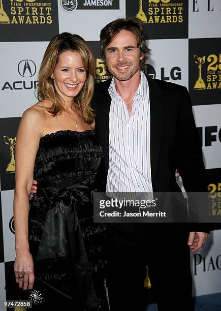 Actors Missy Yager and Sam Trammell arrive at the 25th Film Independent's Spirit Awards held at Nokia Event Deck at L.A. Live on March 5, 2010 in Los...