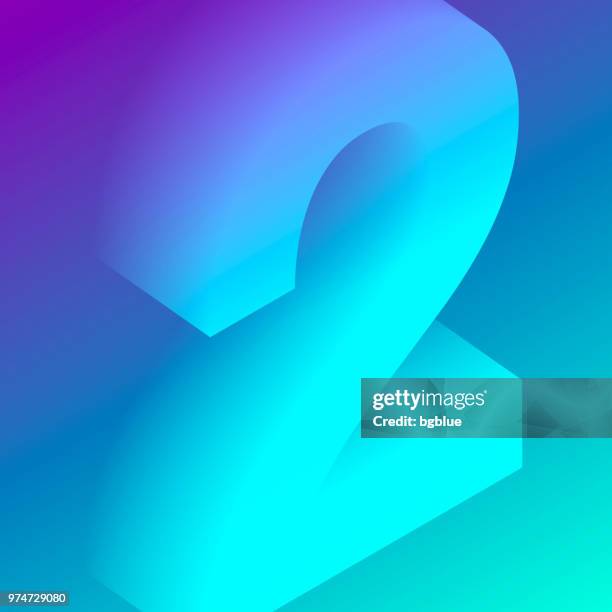 number two 2 colorful - trendy gradient - 3d number 2 stock illustrations