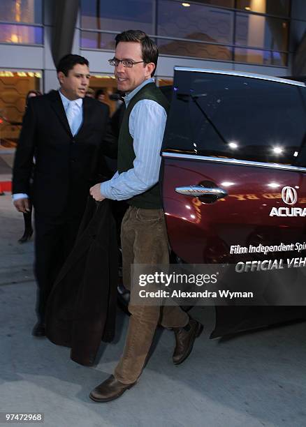 Actor Ed Helms arrives with Acura at the 25th Film Independent Spirit Awards held at Nokia Theatre L.A. Live on March 5, 2010 in Los Angeles,...