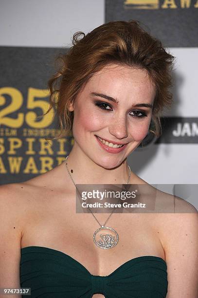 Actress Deborah Francois arrives at the 25th Film Independent Spirit Awards held at Nokia Theatre L.A. Live on March 5, 2010 in Los Angeles,...