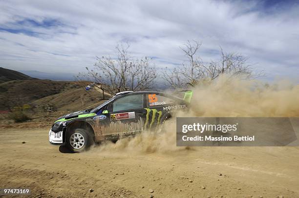 Ken Block and Alex Gelsomino of the U.S. Compete in their Monster World Rally Team Ford Focus during Leg 1 of the WRC Rally Mexico on March 5, 2010...
