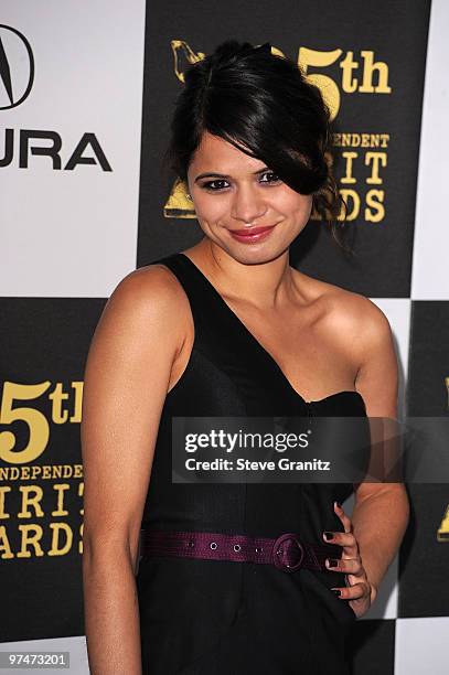 Actress Melonie Diaz arrives at the 25th Film Independent Spirit Awards held at Nokia Theatre L.A. Live on March 5, 2010 in Los Angeles, California.