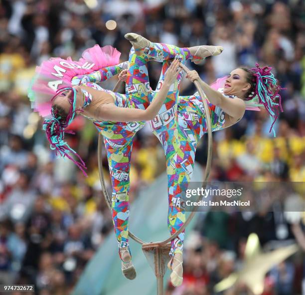 Performers are seen during the Opening Ceremony during the 2018 FIFA World Cup Russia group A match between Russia and Saudi Arabia at Luzhniki...