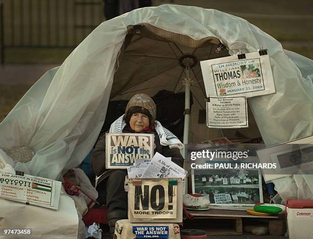 Concepcion Picciotto , also known as Conchita or Connie, is seen at her daily protest in front of the White House on March 5, 2010 in Washington, DC....