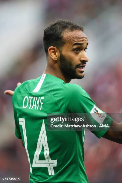 Abdullah Otayf of Saudi Arabia in action during the 2018 FIFA World Cup Russia group A match between Russia and Saudi Arabia at Luzhniki Stadium on...