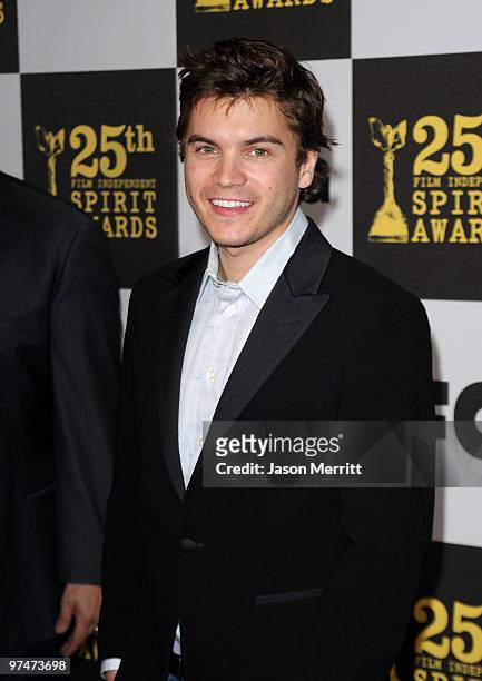 Actor Emile Hirsch arrives at the 25th Film Independent's Spirit Awards held at Nokia Event Deck at L.A. Live on March 5, 2010 in Los Angeles,...