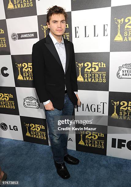 Emile Hirsch arrives at the 25th Film Independent Spirit Awards held at Nokia Theatre L.A. Live on March 5, 2010 in Los Angeles, California.