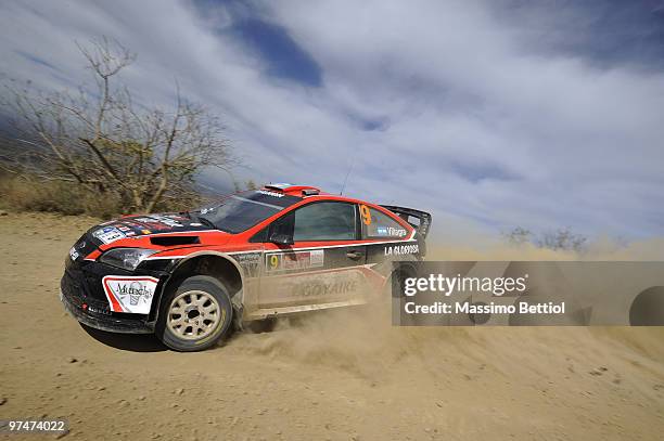 Federico Villagra and Jorge Perez Companc of Argentina compete in their Munchis Ford Focus during Leg 1 of the WRC Rally Mexico on March 5, 2010 in...