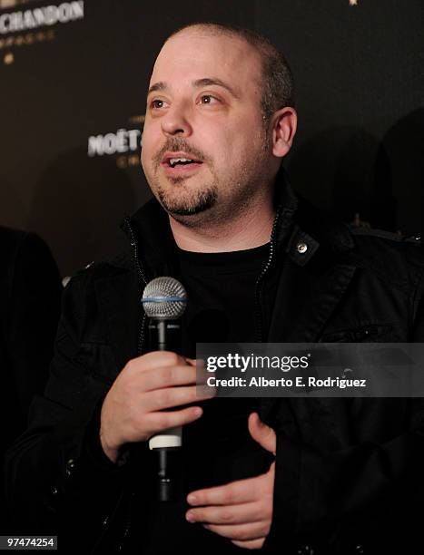 Composer Sergio De La Puente attends the press conference for the Oscar nominated film "La Dama y La Muerte" on March 5, 2010 in Los Angeles,...