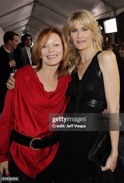 Actresses Frances Fisher and Laura Dern arrive at the 25th Film Independent Spirit Awards held at Nokia Theatre L.A. Live on March 5, 2010 in Los...