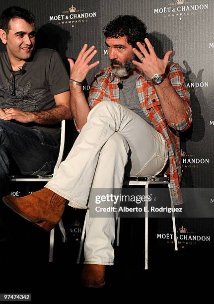 Producer Manuel Sicilia and producer Antonio Banderas attend the press conference for the Oscar nominated film "La Dama y La Muerte" on March 5, 2010...