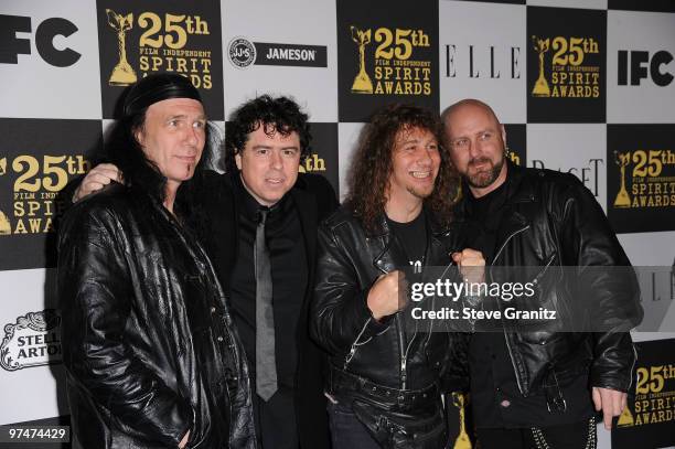 Musicians Robb Reiner, Director Sacha Gervasi, Steve Kudlow and Glenn Five of Anvil arrive at the 25th Film Independent Spirit Awards held at Nokia...