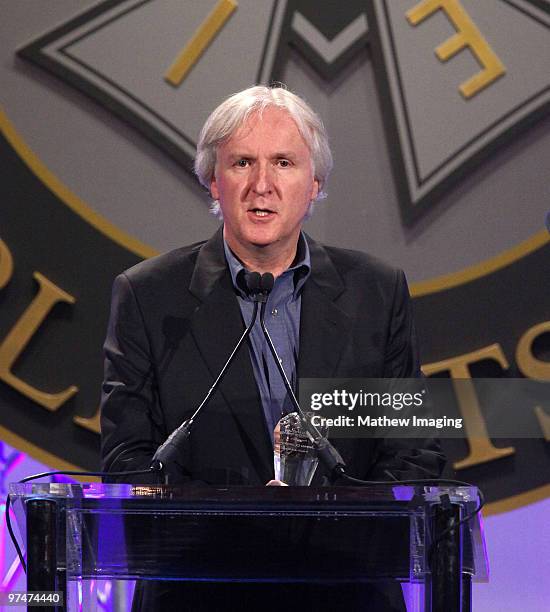 Director James Cameron, recipient of the Motion Picture Showman of the Year award, attends the 47th Annual ICG Publicist Awards at the Hyatt Regency...