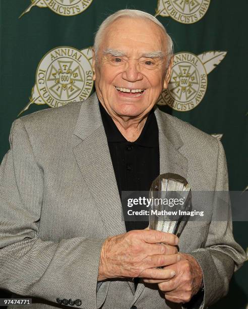 Actor Ernest Borgnine, recipient of the Special Award of Merit, attends the 47th Annual ICG Publicist Awards at the Hyatt Regency Century Plaza on...