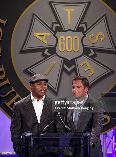 Actors LL Cool J and Michael Weatherly attend the 47th Annual ICG Publicist Awards at the Hyatt Regency Century Plaza on March 5, 2010 in Century...