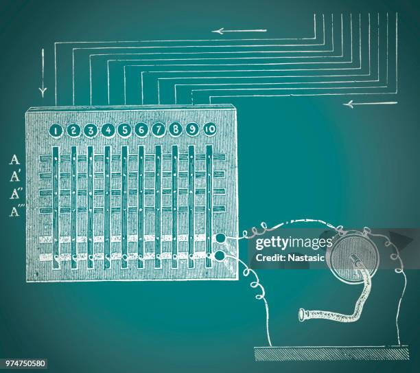 telephone exchange central - control room stock illustrations