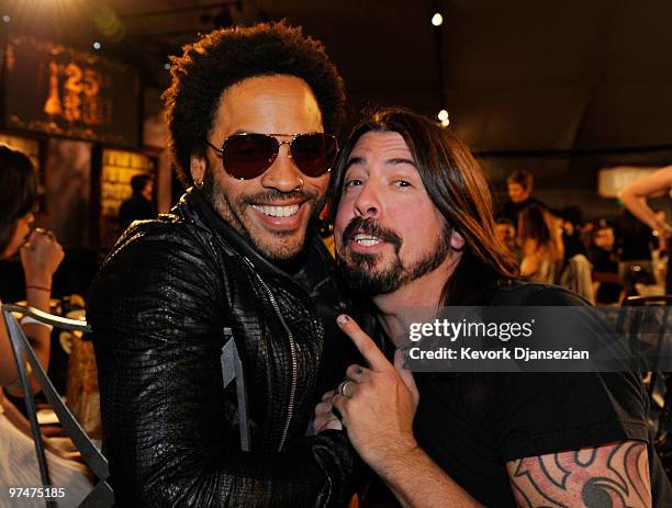 Musicians Lenny Kravitz and Dave Grohl in the audience at the 25th Film Independent's Spirit Awards held at Nokia Event Deck at L.A. Live on March 5,...