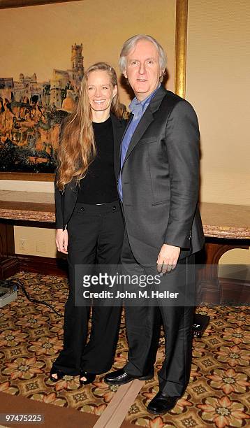 Actress Suzy Amis and Director James Cameron recipient of the Motion Picture Showmanship Award attend the 47th Annual ICG Publicists Awards at the...