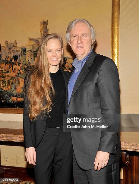 Actress Suzy Amis and Director James Cameron recipient of the Motion Picture Showmanship Award attend the 47th Annual ICG Publicists Awards at the...