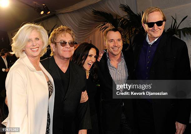 Writer Callie Khouri, musician Elton John, TV personality Ricki Lake, David Furnish and musician T Bone Burnett in the audience at the 25th Film...