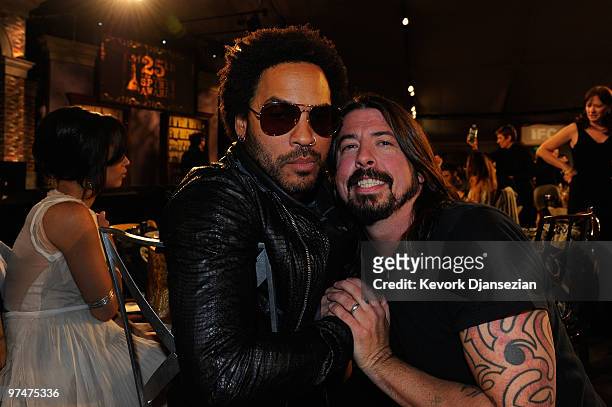 Musicians Lenny Kravitz and Dave Grohl in the audience at the 25th Film Independent's Spirit Awards held at Nokia Event Deck at L.A. Live on March 5,...
