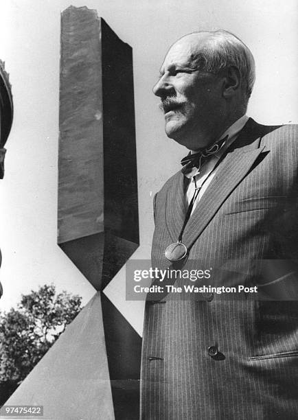 Barnett Newman and his "Broken Obelisk" Photographed October 8, 1967 in Washington, DC.