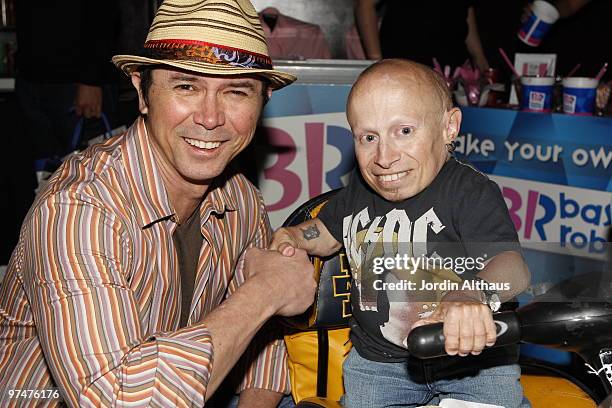 Verne Troyer and Lou Diamond Philips attend Melanie Segal's Oscar Lounge benefitting iHeartHollywoodProject.com at House of Blues Sunset Strip on...