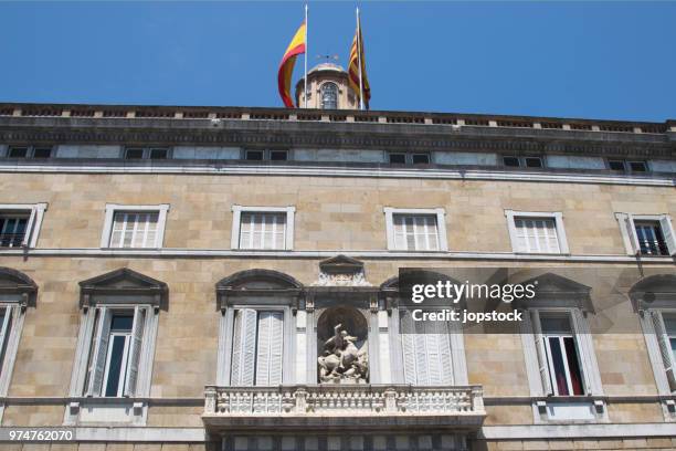 palau de la generalitat, seat of the catalan government in barcelona, catalonia, spain - sant jordi 2017 bildbanksfoton och bilder