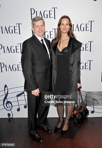 President of Piaget North America Larry Boland and producer Heather Rae wearing Piaget in the Piaget Lounge at the 25th Film Independent Spirit...