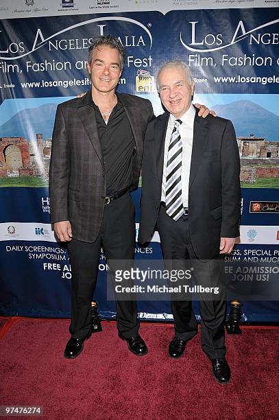Oscar-nominated film scorer Marco Beltrami arrives with father Nino Beltrami at the 5th Annual Los Angeles Italia Film, Fashion and Art Festival on...