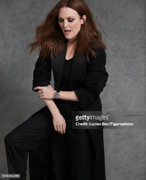 Actress Julianne Moore is photographed for Madame Figaro on May 19, 2017 in Paris, France. Coat, shirt, pants , watch . PUBLISHED IMAGE. CREDIT MUST...