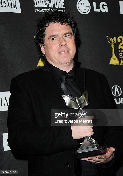 Director Sacha Gervasi, winner Best Documentary for "Anvil! The Story of Anvil," poses in the press room at the 25th Film Independent's Spirit Awards...