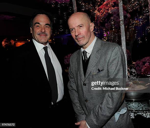 Director Oliver Stone and director Jacques Audiard attend the 82nd Annual Academy Awards Foreign Language Film Award Directors Reception at the...